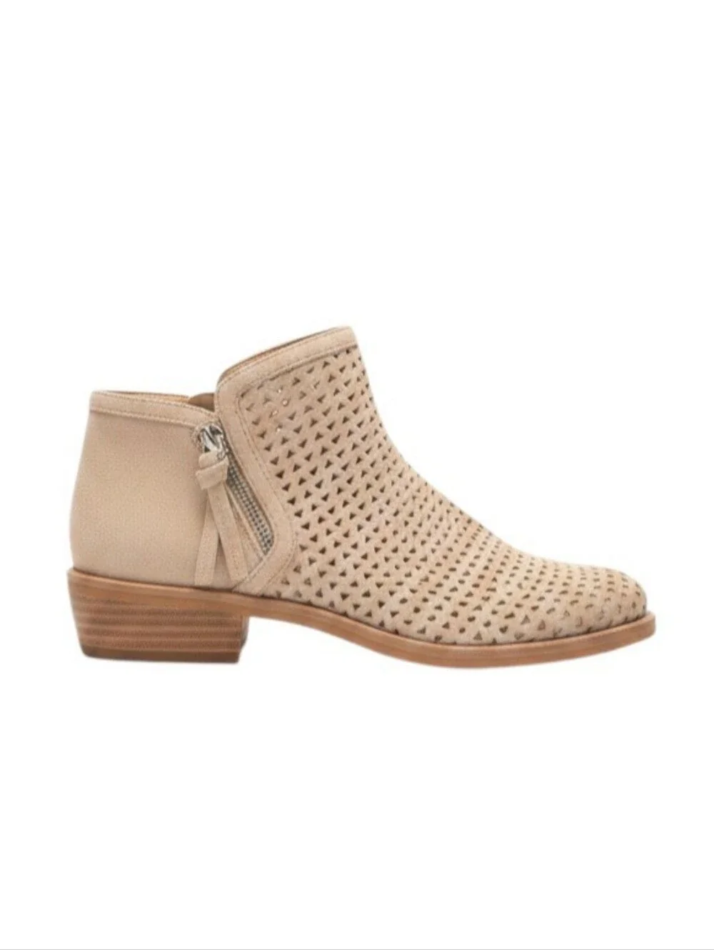 NEW! Gianni Bini Women's Beige Perforated Ankle Boot with Tassel Zip